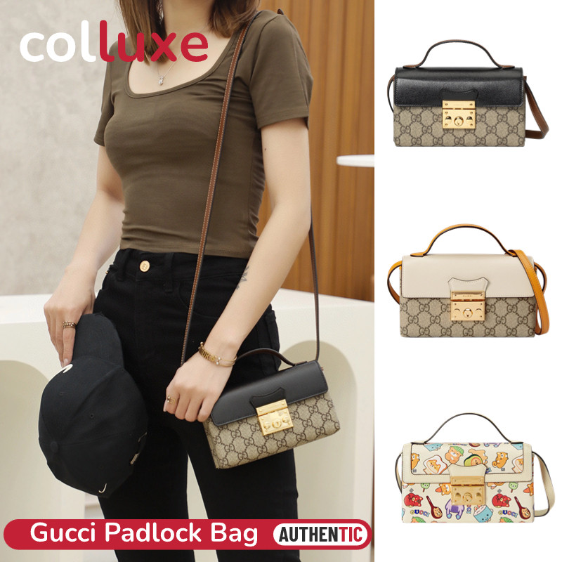 Menyediakan resi  Gucci Padlock Mini Bag Shoulder Bag GG Supreme canvas Adjustable leather strap Tas