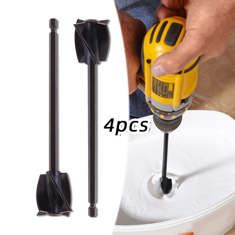 4Pcs Set Mixer Epoxy Mixer Pengaduk Resin Cat Epoxy Pengganti Mata Bor Batang Spiral ABS Hitam