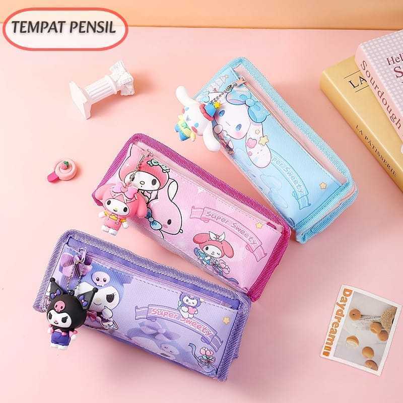 Tempat Pensi/Pena 2 Layer/ Kotak Pensil Alat Tulis Serbaguna Motif Karakter Lucu