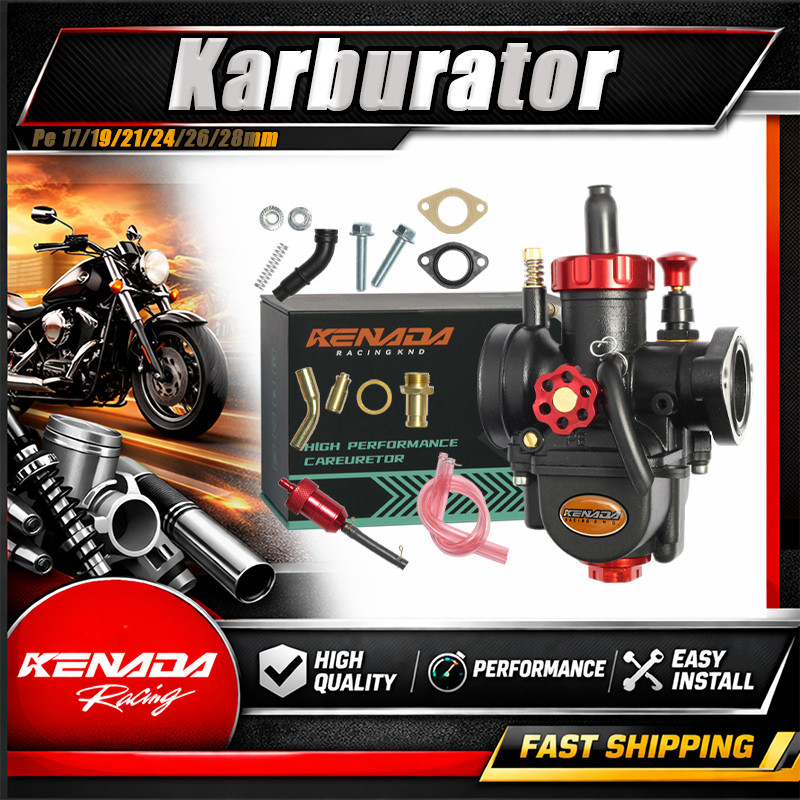 KENADA RACING  Karburator Karbu Pe17//24/26/28/19/21MM Flange Black Cocok Untuk Sebagian Besar Seped
