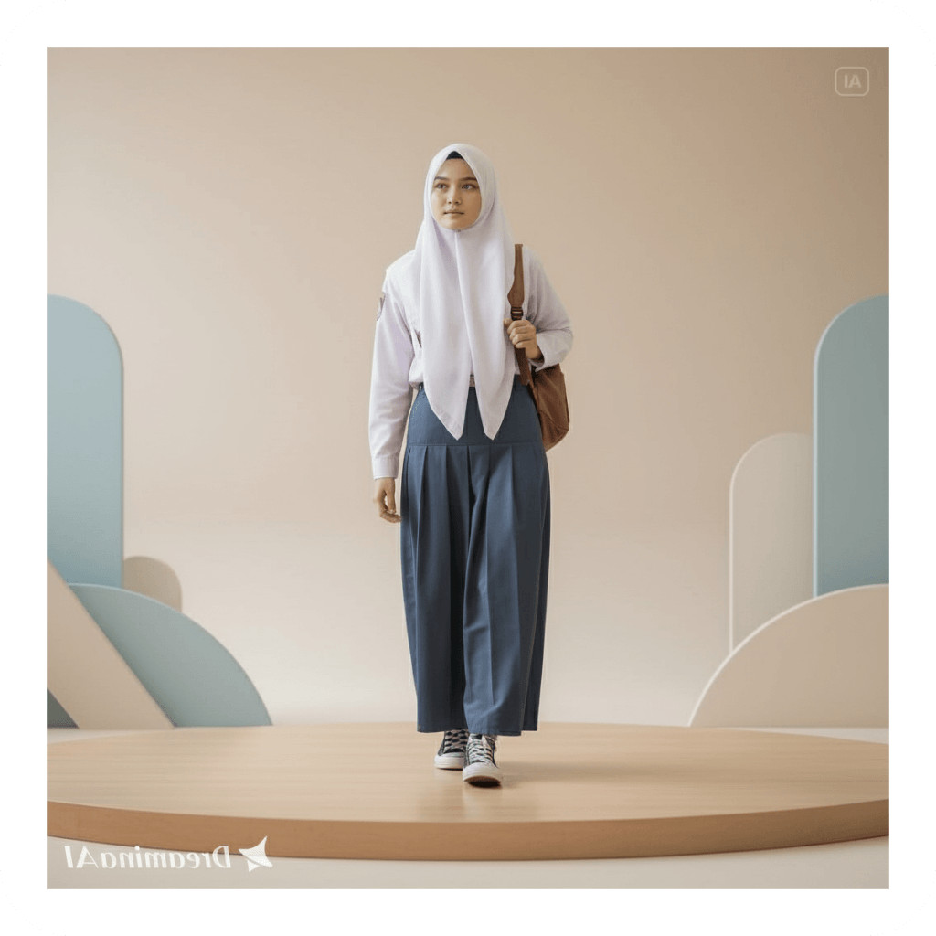 Rok Baping SMA Biru SMP Rempel Putih Pramuka Hitam Bawah Sekolah Coklat Abu Pinggang Seragam Panjang