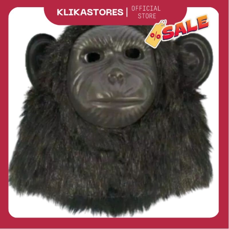 TOPENG BENTUK MONYET GORILA KINGKONG WARNA COKLAT HITAM PUTIH BAHAN HALUS - MAINAN ANAK TH