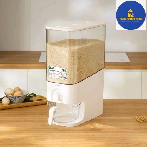 Rice Box Tempat Beras Plastik Transparan Kapasitas 10 Kg Premium - Putih
