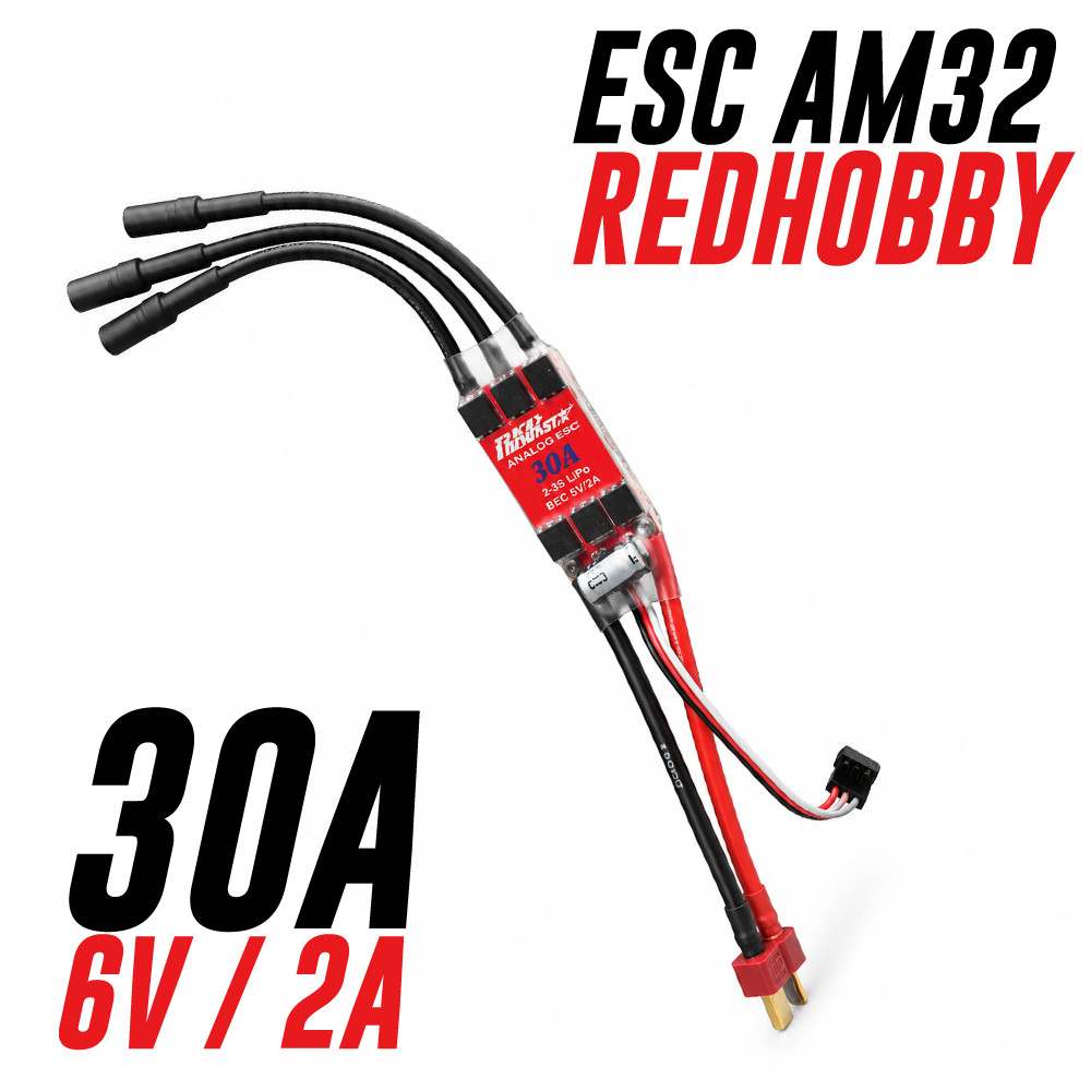 Redhobby 2-4S AM32 30A Dual-Way Brushless ESC Speed Controller ESC with 6V 2A UBEC for RC Multicopte