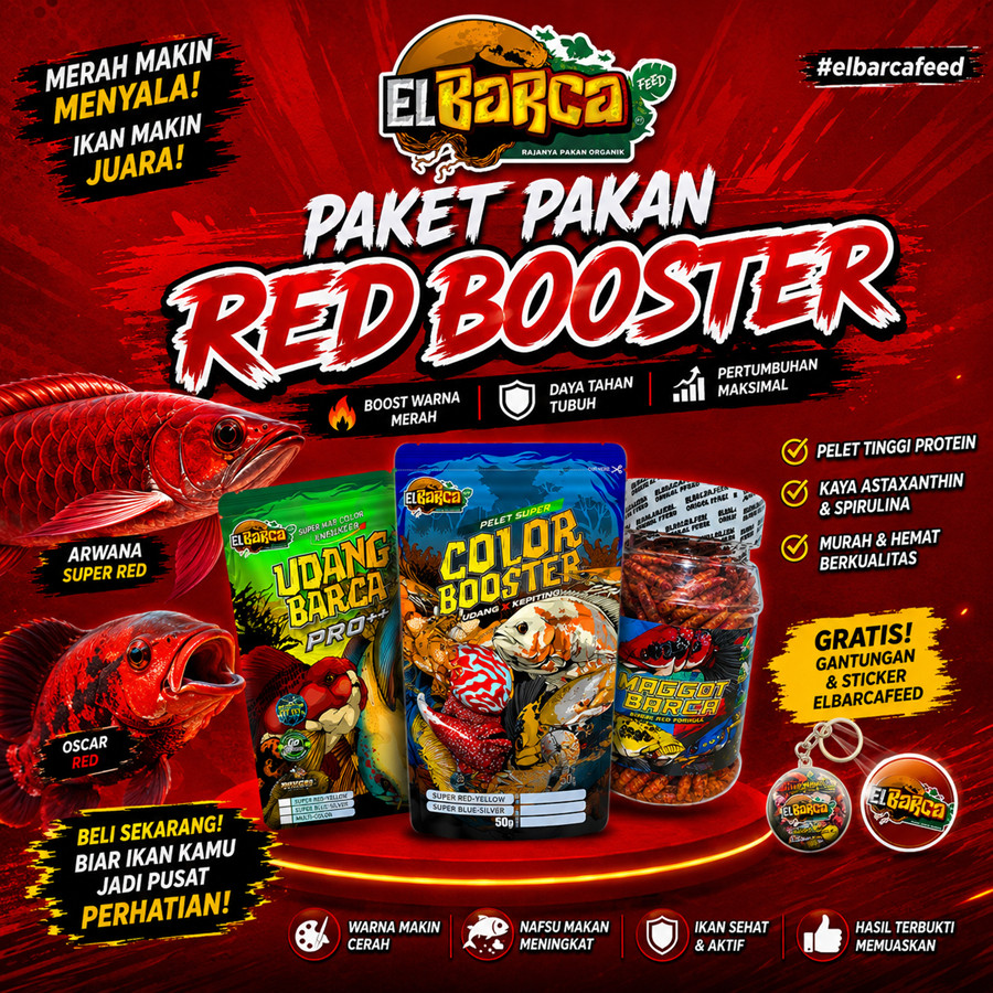 Murah PAKET PAKAN RED BOOSTER Menaikan Pertajam warna merah ikan channa arwana oscar louhan dll