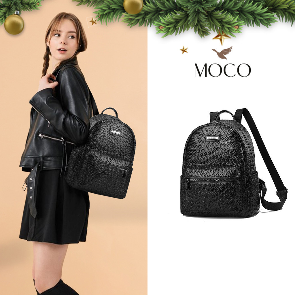 MOCO OFFICIAL - Crovia Bag Fashion Tas Ransel Wanita Kulit Backpack Kuliah Sekolah Unisex Croco 8802