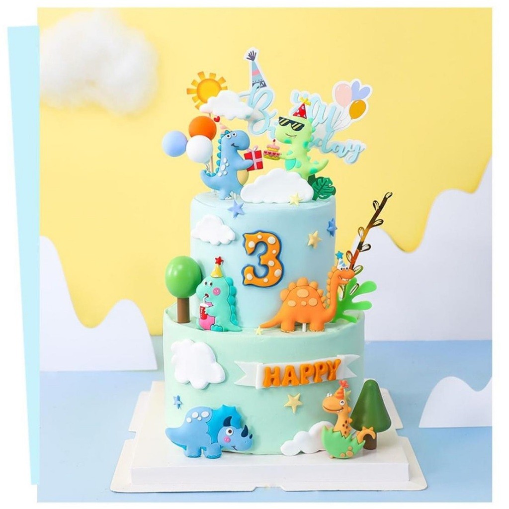 [Fs] Topper Dino Dinosaurus Trex Cute hiasan cake kue ultah ulangtahun birthday boy girl anak