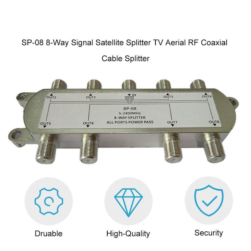 8 Way 5-2400 MHz Signal Satellite Splitter GSP-08 TV Antenna RF Sat Coaxial plexer Combiner Cable Sw