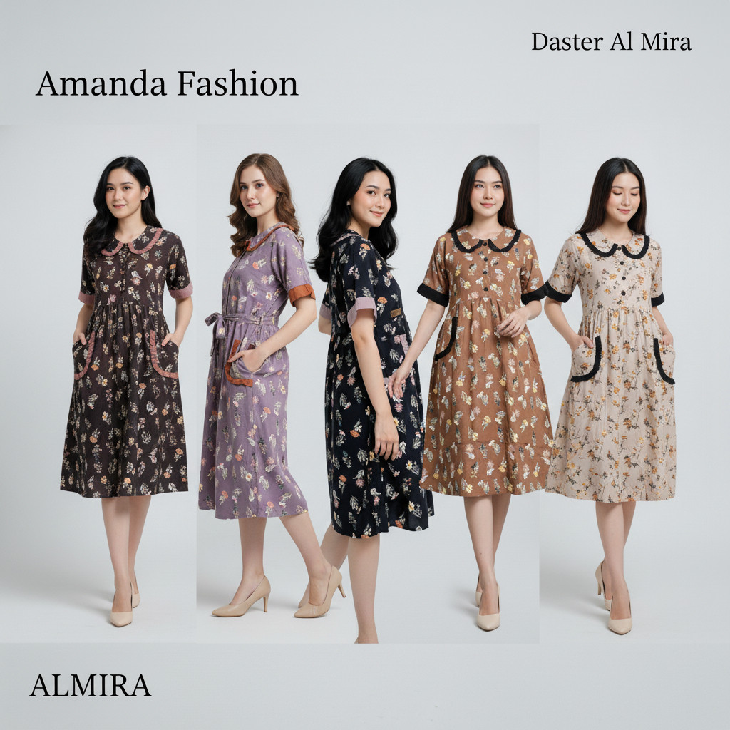Daster Amanda Almira Rayon Viscose Motif Bunga