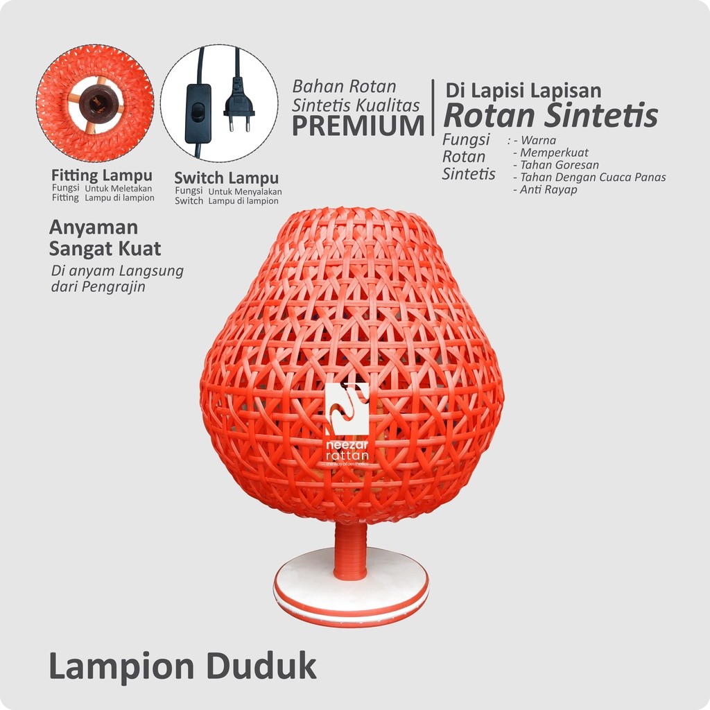HOT SALE Kap Lampion Rotan, Lampu Hias Duduk Meja, Ruang Tamu Minimalis, Kamar Tidur