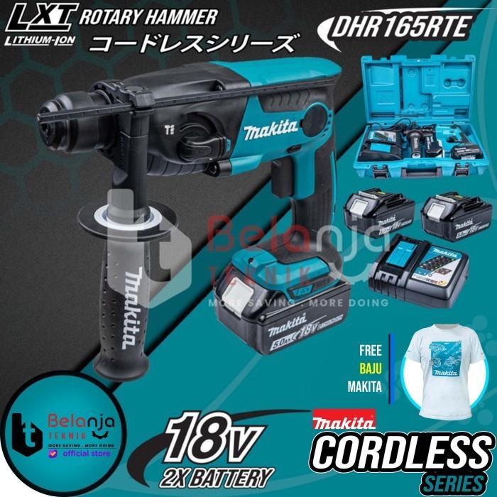 Makita Mesin Bor Beton Baterai DHR 165 RTE Rotary Hammer Cordless 18V