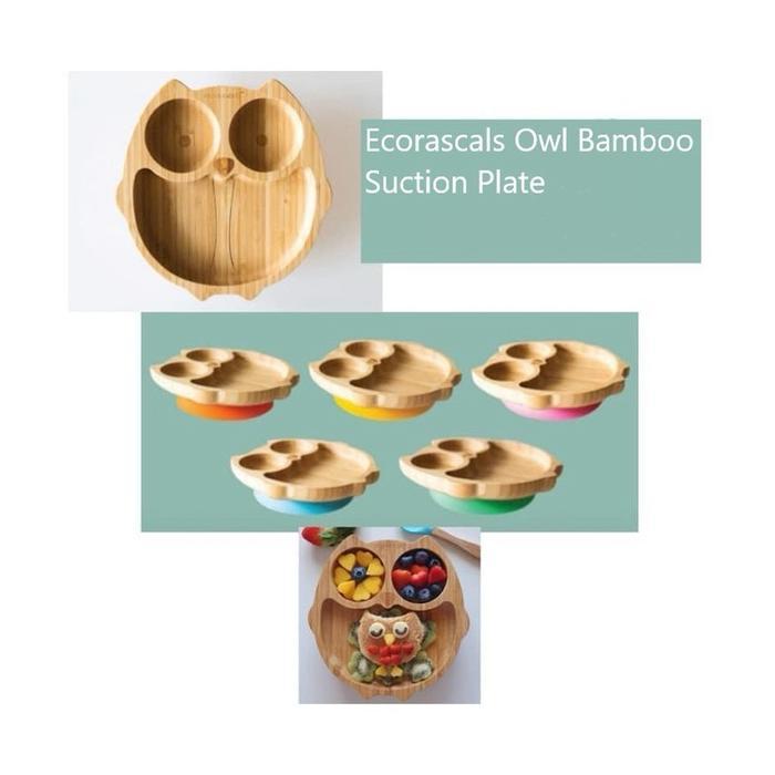 Eco Rascals Bamboo Suction Plate - Ecorascal Piring Bambu Makan Anak - Owl