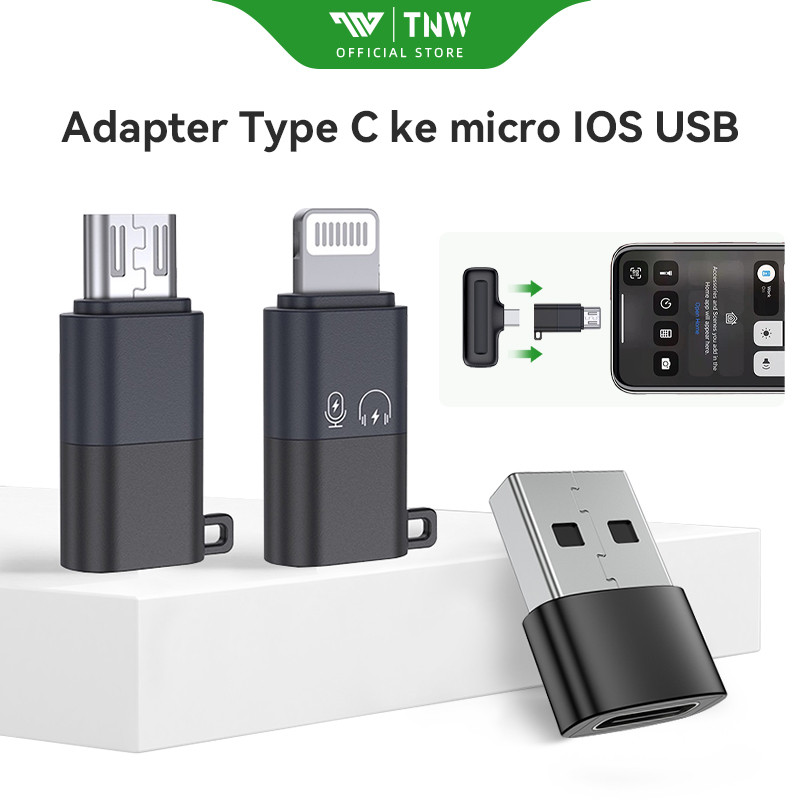 TNW Adaptor Converter Type C ke Micro IOS USB for Microphone Adapter