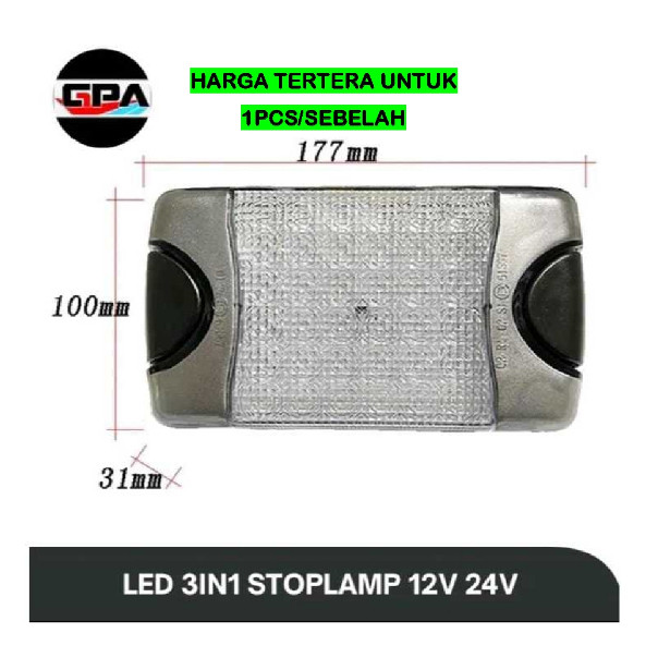 ( Rivonn ) LED STOPLAMP 3IN1 2IN1 Pendek 12V 24V PER PCS hella duraled kupu lampu bak stoplamp lampu
