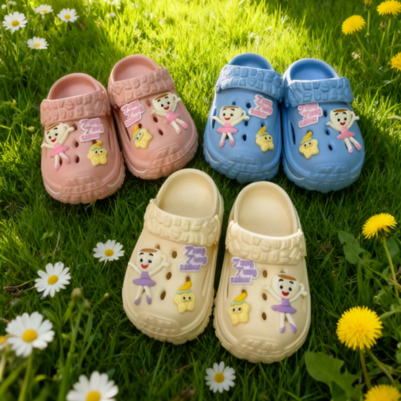Sepatu selop anak-anak, sandal anak-anak berwarna polos, sandal anak-anak anti-selip, sandal anak-an