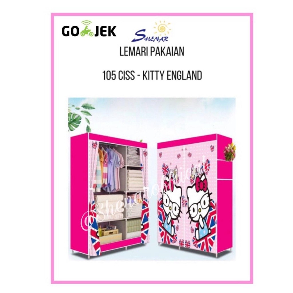 Lemari Pakaian 2 Sisi / Lemari Baju Portable / Lemari Baju Rakit (105 CISS) - HELLO KITTY ENGLAND