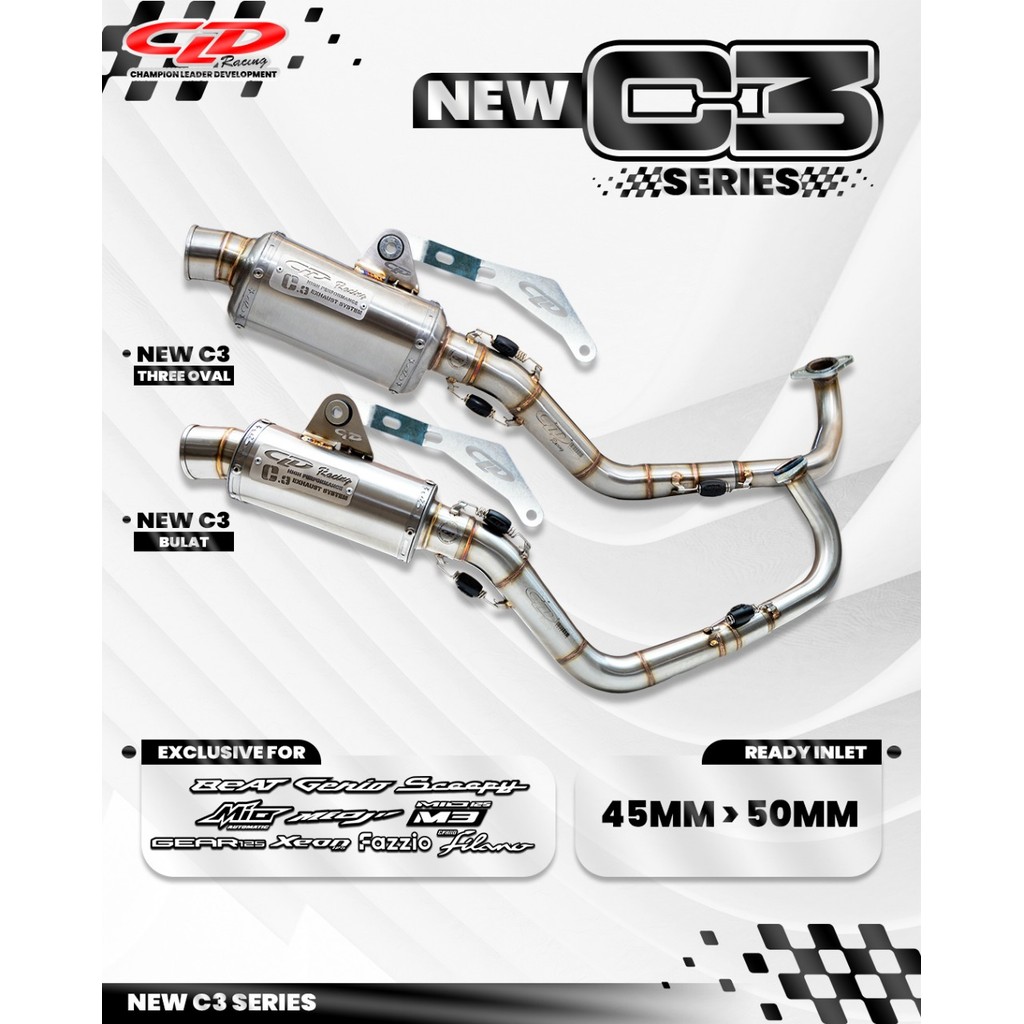 KNALPOT CLD RACING NEW C3 OVAL BULAT SCOOPY DONAT PRESTIGE STYLISH