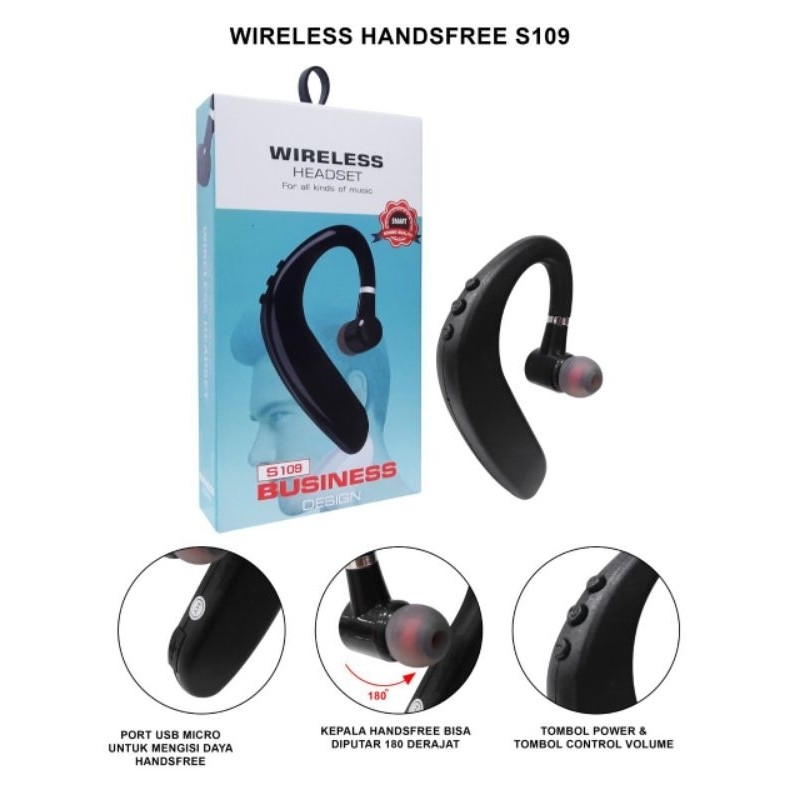 CITY S109 Handsfree Headset Bluetooth S109 Wireless Handsfree S109 Earphone Bluetooth S109