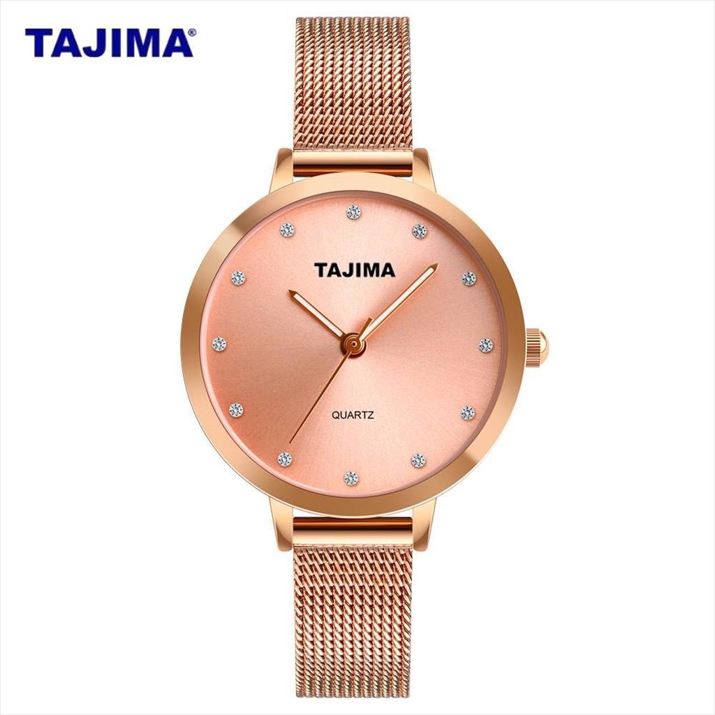 Time Start|| TAJIMA  Jam Tangan Wanita Analog 9819 Anti Air Stainless Steel Mesh Original Garansi 1 