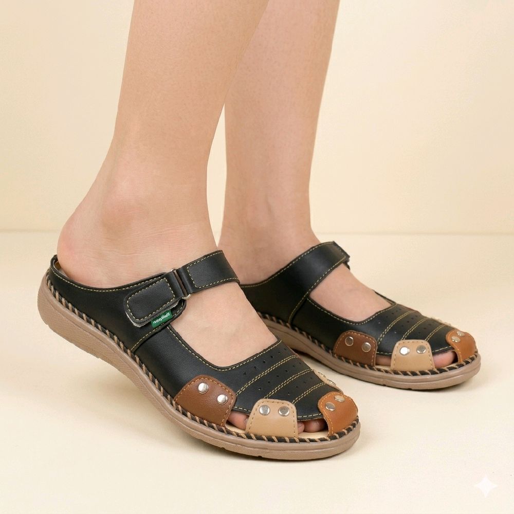 Sepatu Sandal Wanita Jumbo big size Slip-On Murah Sol Karet SL HRV05 solCoklat