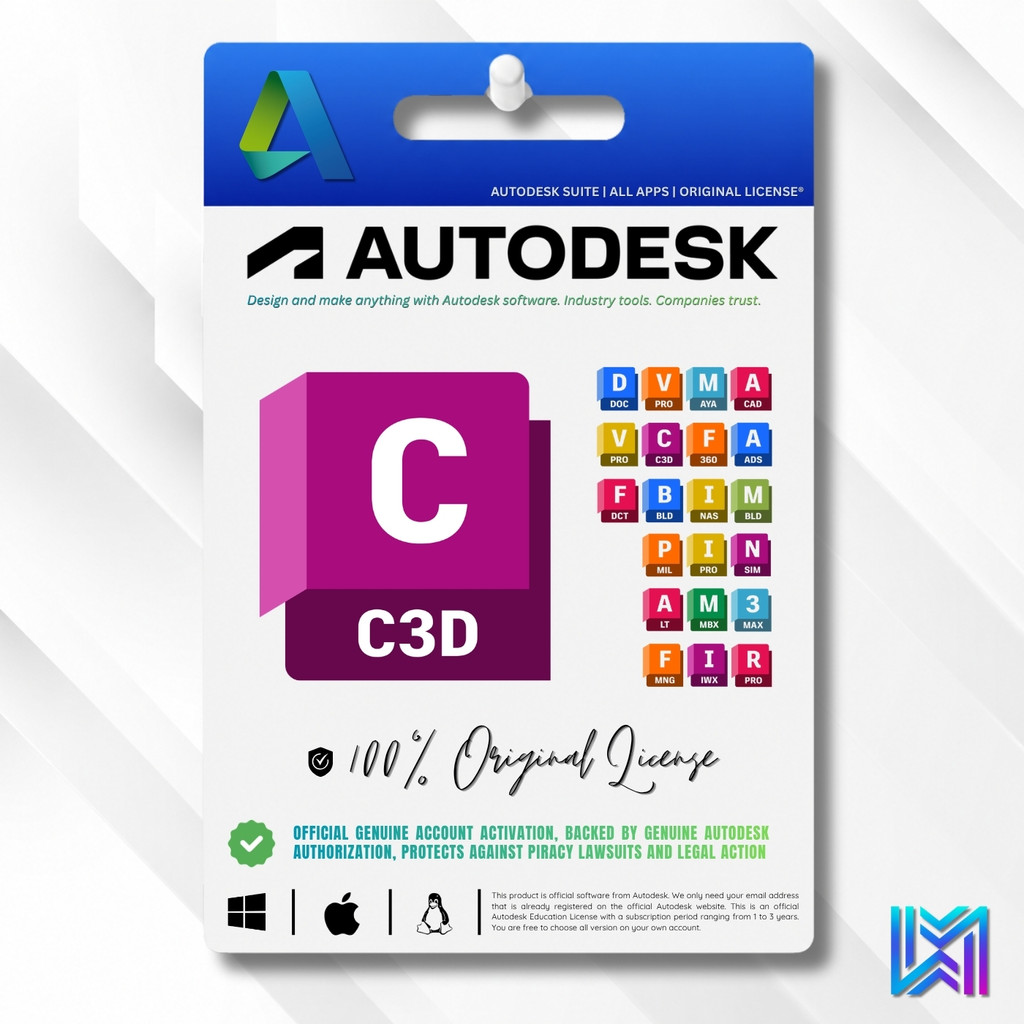 Autodesk AutoCAD Civil 3D Lisensi Resmi 100% Original 1-3 Tahun For Win/Mac (Bukan Bajakan)