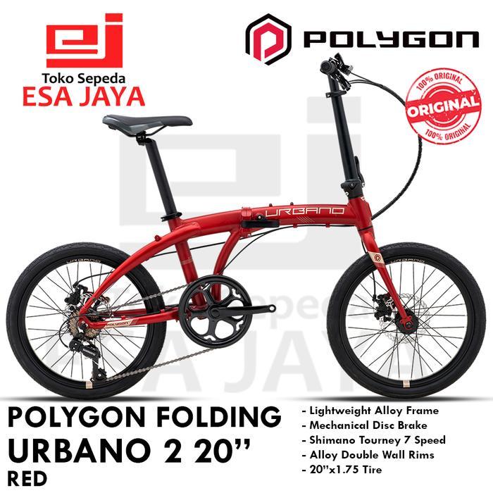 Polygon Urbano 2 Red 20" Sepeda Lipat Folding 7 Speed Shimano