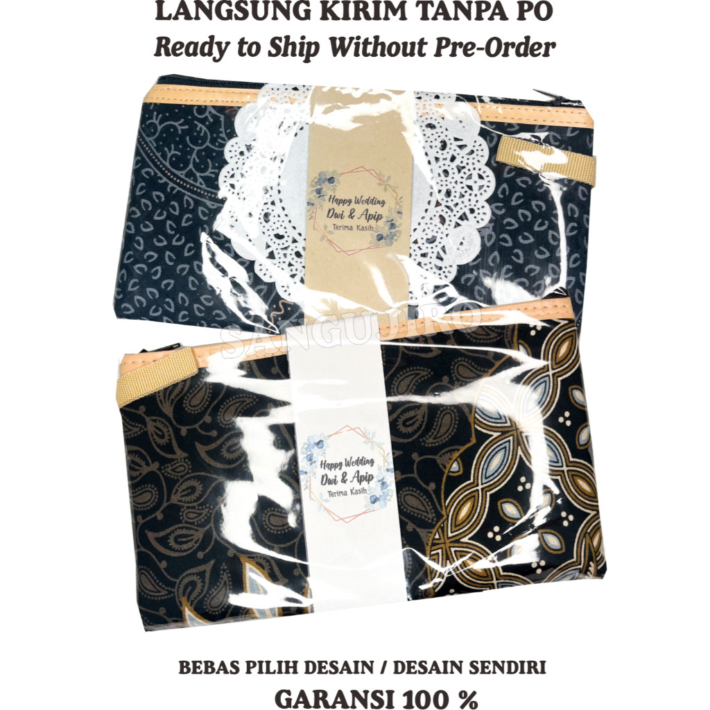SUNIMPERIOR Paket Hemat 50 Pouch batik ukuran 19 x 11 cm dompet batik souvenir pernikahan dompet bat