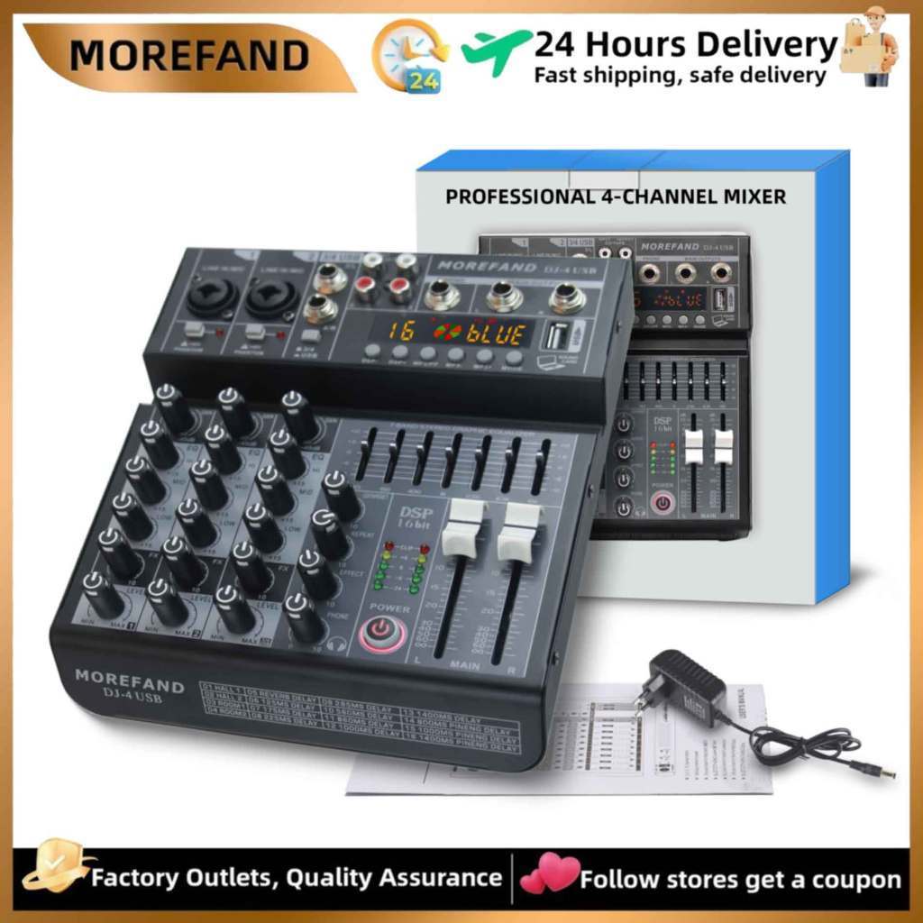 mixer audio 4 channel mixer mini audio DJ4DJ6DJ8 Bluetooth 4 Channel mendukung penyetelan mobil 12V