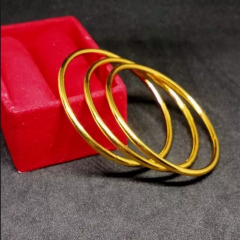 COD Perhiasan Wanita GELANG KERONCONG POLOS ANAK TITANIUM GOLD UMUR 3-10 TAHUN ISI 3 PCS ANTI KARAT 
