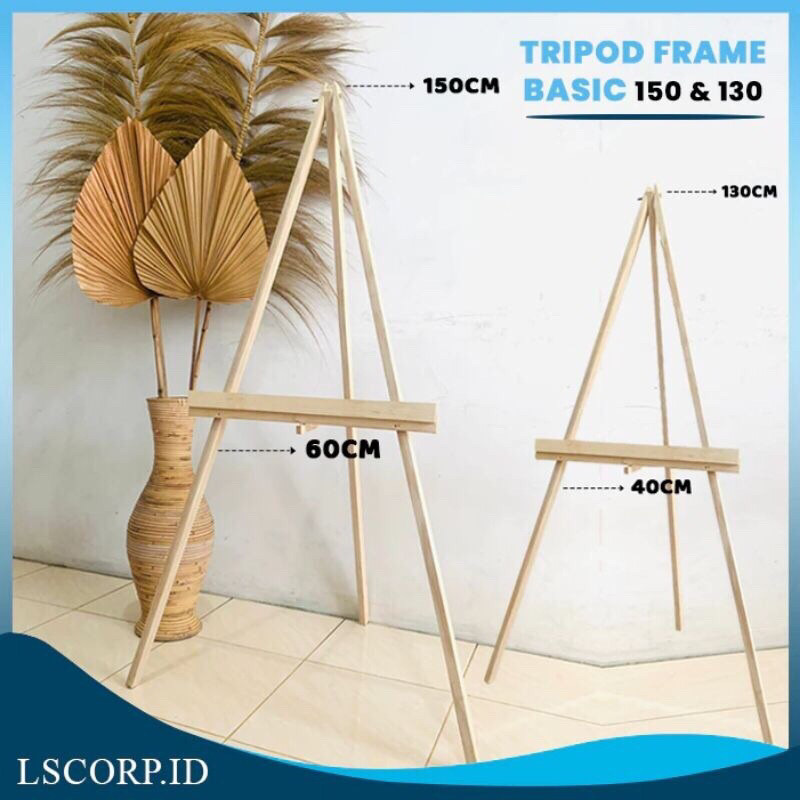 tripod standing wooden easel / tripod standing kayu perlengkapan pesta / wedding