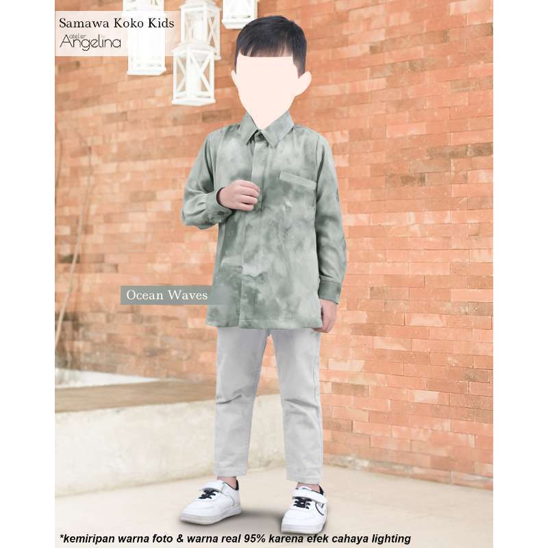 Atelier Angelina Samawa Koko Kids Tangan Panjang Gradient Flow - Ocean Wave