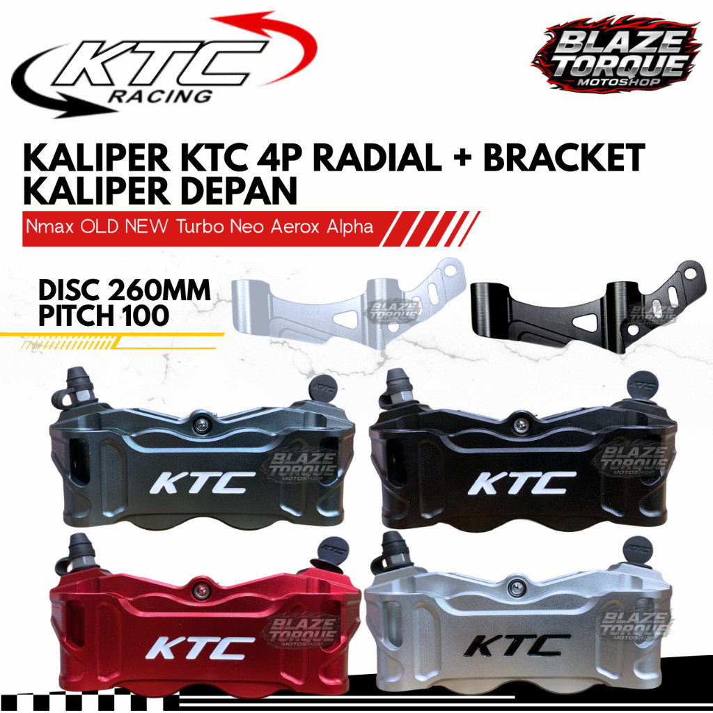 Kaliper Radial 4 Piston 4P KTC Racing + Bracket Kaliper 100 Pitch Disc 260mm Nmax Old New Neo S Turb