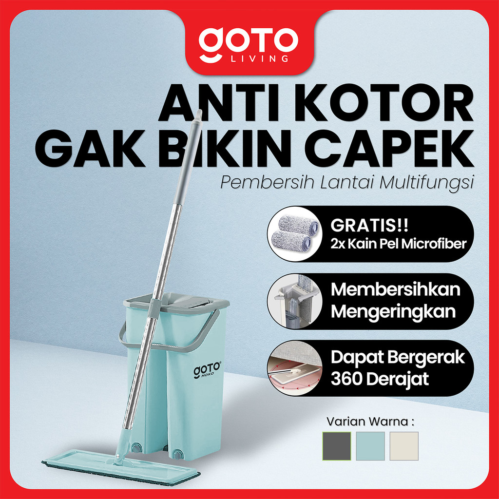 Goto Moko Alat Pel Set Pembersih Lantai Magic Mop Flat With Bucket