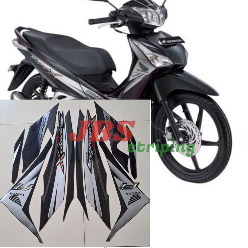 Stiker supra helm in Striping Supra X 125 Helm in 2012 Fi Hitam Violet kualitas bagus