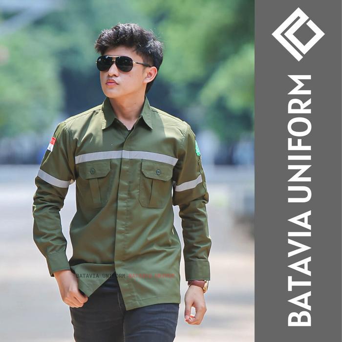 (Style Mall.id) Kemeja Safety K3 by Batavia Uniform - Baju Seragam Kerja Atasan Wearpack Lengan Panj