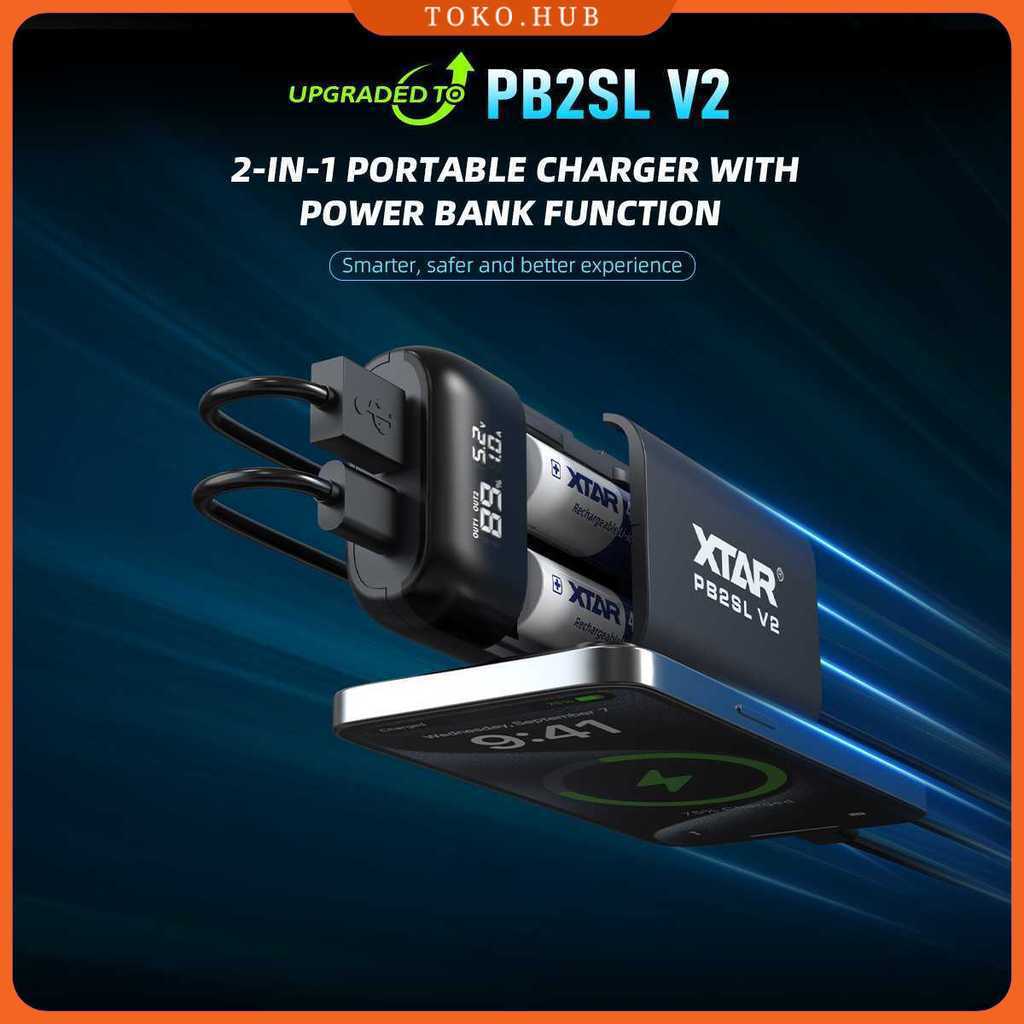 XTAR Charger Baterai 2 Slot 18650 21700 Li-Ion Power Bank LCD Display - PB2SL V2