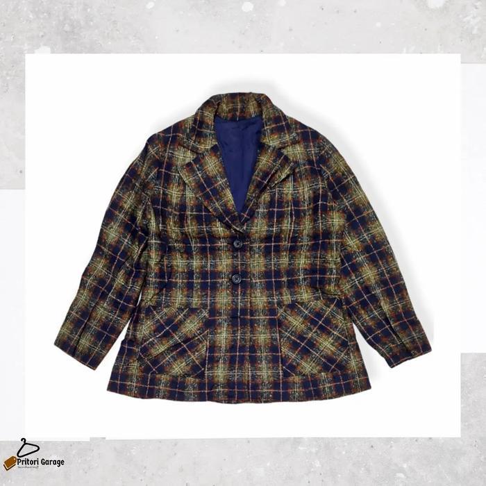 Harington Blazer Work Jacket Cewek Flannel Wool Multi Color "Vintage"