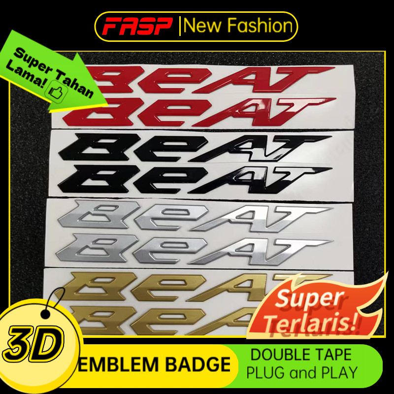 Emblem BEAT 2PCS Stiker 3D Timbul Ori Style PVC Soft Mengkilap, Cocok untuk Tangki & Velg