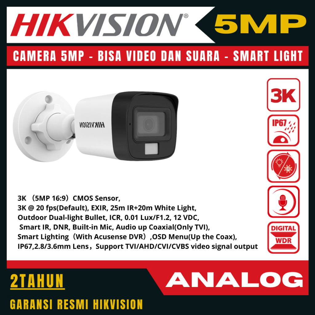 Hikvision 5mp audio kamera cctv camera outdoor