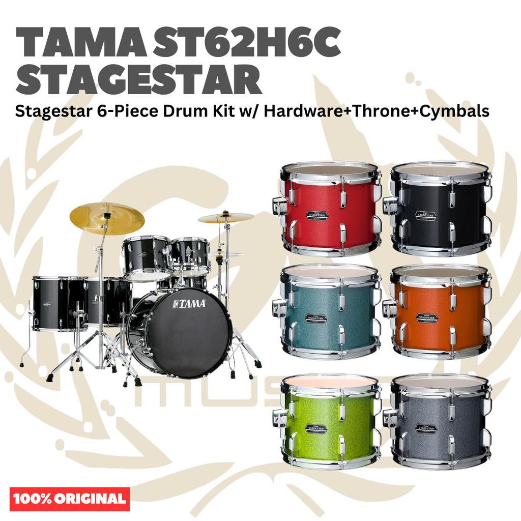 TAMA ST62H6C STAGESTAR 6-PIECE DRUM KIT W/ HARDWARE+THRONE+CYMBAL - Akustik Drum Set Lengkap