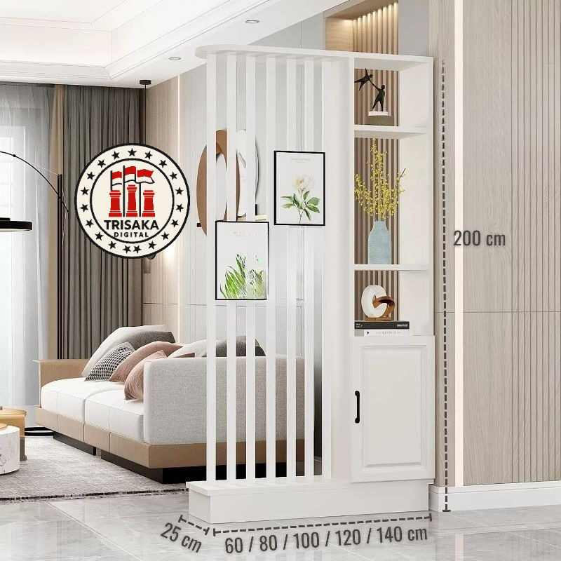 Penyekat Ruangan Kayu Solid | Lemari Hias Ruang Tamu | Partisi Ruangan