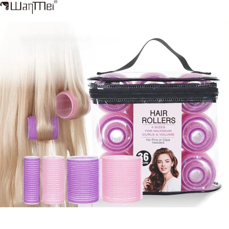 36pcs/set Self-Grip Hair Rollers Heatless Hair Curlers No Heat Hair Bang Volume Self-adhesive Hook &