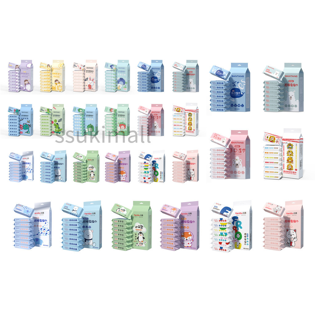 Tisu Basah Mini Portabel  – Dikirim Acak, Bebas Alkohol & Pewangi