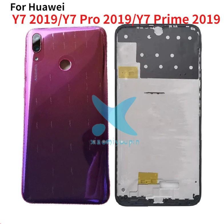 For Huawei Y7 2019/Y7 prime Pro 2019 Front Frame Bezel Back Battery Cover+Camera Frame Parts