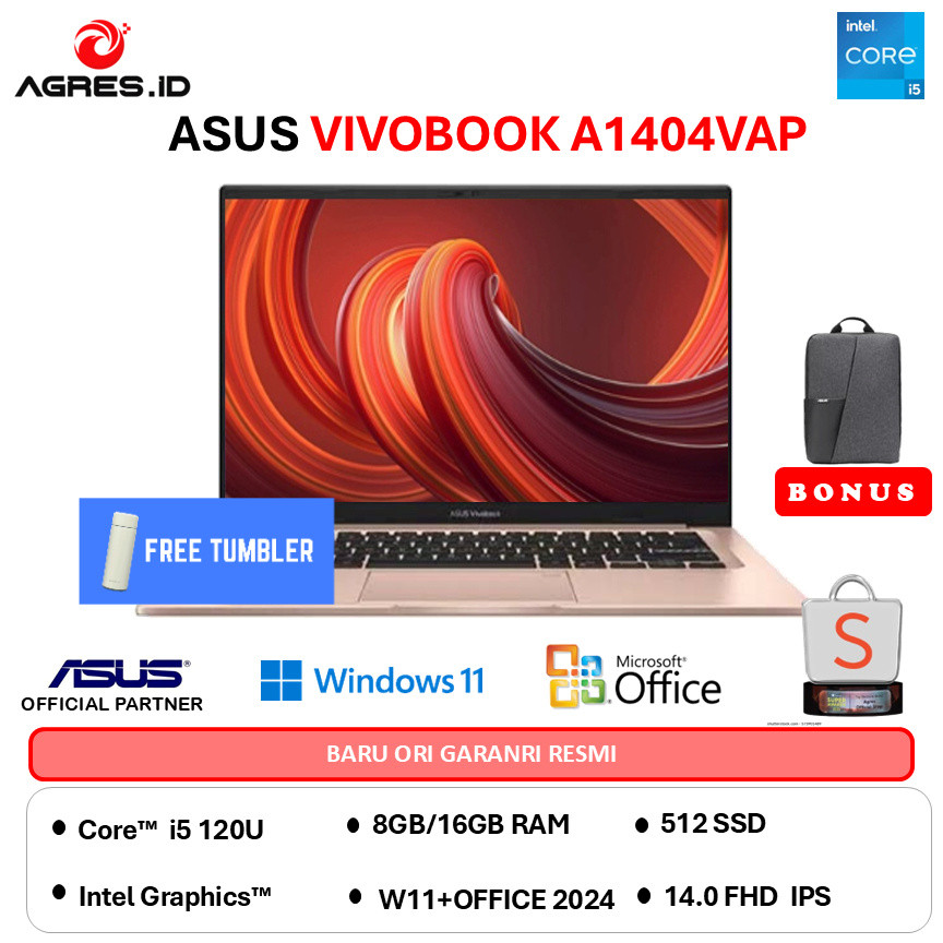 ASUS VIVOBOOK 14 A1404VAP CORE I5 120U 16GB 512GB W11+OHS+M365B 14.0FHD VIPS BLU -VIPS5151M