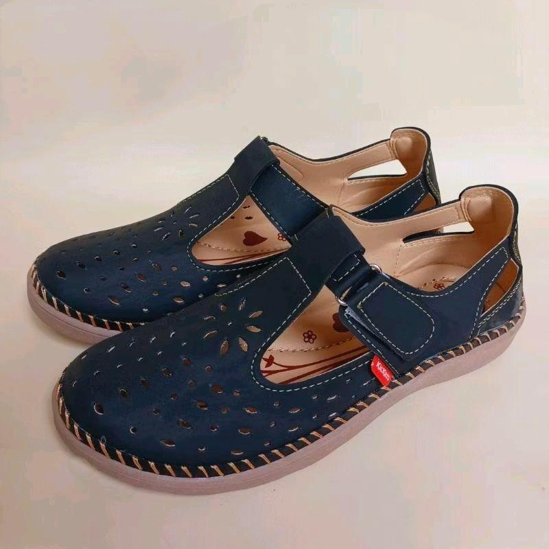 Sepatu Sandal Wanita Jumbo big size Slip-On Murah Sol Karet sepatu BTG 09 solCoklat