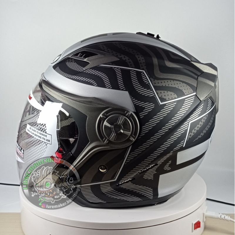 HELM NHK GLADIATOR UNITY BLACK SILVER DOFF DOUBLE VISOR