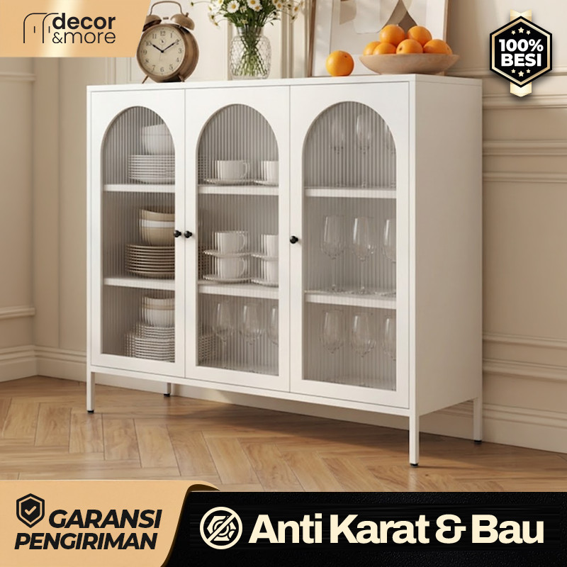 Lemari Bufet Besi Minimalis Rak Dapur Lemari Penyimpanan Multifungsi Meja TV Ruang Tamu