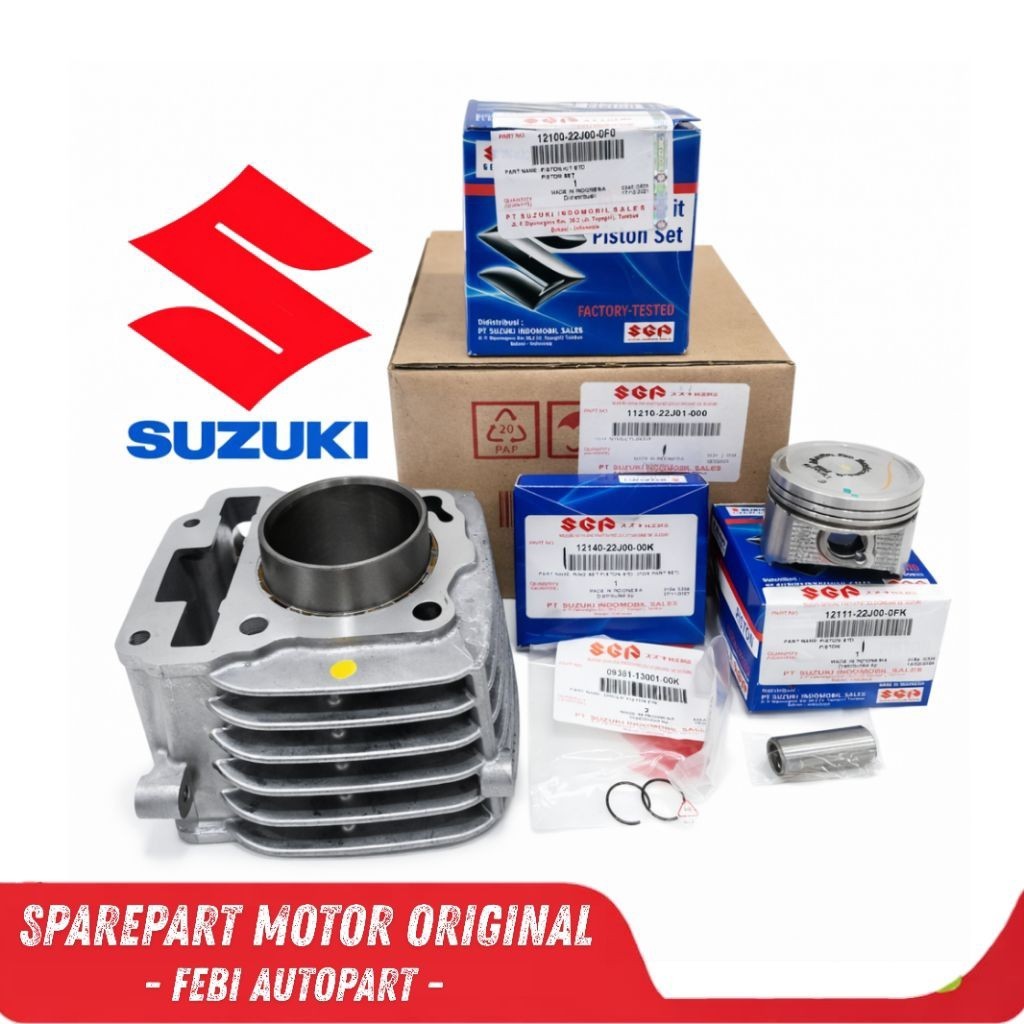 Blok Seher Piston 1Set Paking Suzuki Shooter Smash Fi 115, Shooter 115 Asli Original SGP