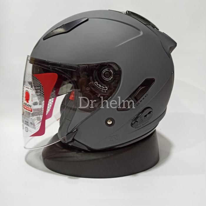 HELM KYT GALAXY FLAT R POLOS ABU DOFF DOUBLE VISOR - M